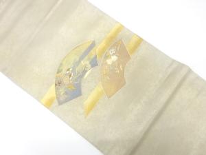 金彩螺鈿　地紙に枝垂れ桜・ヘチマ模様　刺繍　袋帯